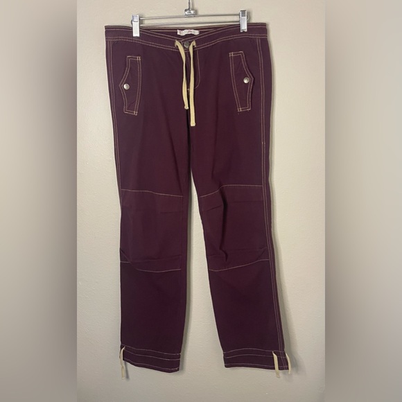 Joie Capris Cropped Cargo Maroon Red Pants Sz 27 - Picture 1 of 13
